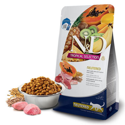 N&D Tropical Selection Kuzu Etli ve Tropikal Meyveli Kısırlaştırılmış Kedi Maması 4+1 Kg - 1