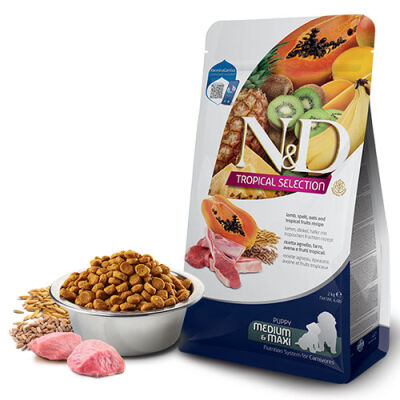 N&D Tropical Selection Kuzu Etli ve Tropikal Meyveli Orta ve Büyük Irk Yavru Köpek Maması 10 Kg - 1