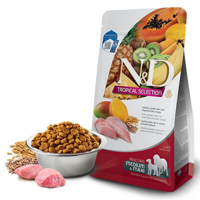 N&D Tropical Selection Tavuklu ve Tropikal Meyveli Orta ve Büyük Irk Yetişkin Köpek Maması 10 Kg - 1