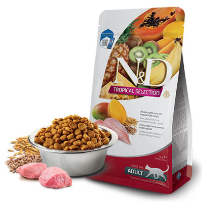 N&D Tropical Selection Tavuklu ve Tropikal Meyveli Yetişkin Kedi Maması 4+1 Kg - 1