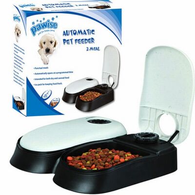 Pawise Zaman Ayarlı Otomatik Kedi ve Köpek Mama Kabı Çiftli 27x7x24 Cm - 1