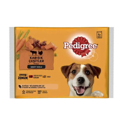 Pedigree Pouch Sığır Etli Kuzulu ve Hindili Yetişkin Köpek Konservesi 4x100 Gr - 1