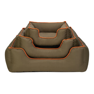 Pet Comfort Alpha Kedi ve Köpek Yatağı Haki Turuncu Biye Small 60x50cm - 4