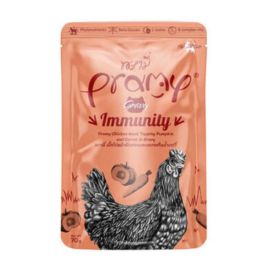Pramy Immunity Sos İçinde Tavuk Etli Bal Kabaklı ve Havuçlu Yetişkin Kedi Konservesi 70 Gr - 1