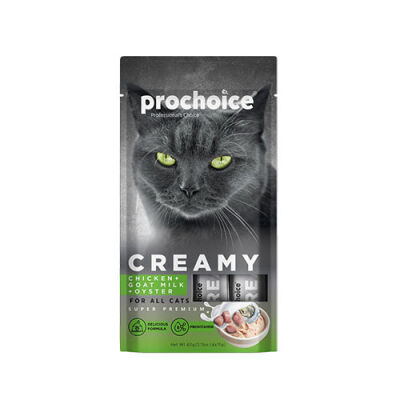Pro Choice Creamy Tavuklu Keçi Sütlü ve İstiridyeli Sıvı Kedi Ödül Maması 4x15 Gr - 1