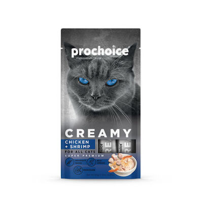 Pro Choice Creamy Tavuklu ve Karidesli Sıvı Kedi Ödül Maması 4x15 Gr - 1