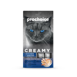 Pro Choice Creamy Tavuklu ve Karidesli Sıvı Kedi Ödül Maması 4x15 Gr - Pro Choice