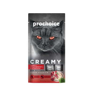 Pro Choice Creamy Ton Balıklı Kızılcıklı ve Kedi Otlu Sıvı Kedi Ödül Maması 4x15 Gr - 1