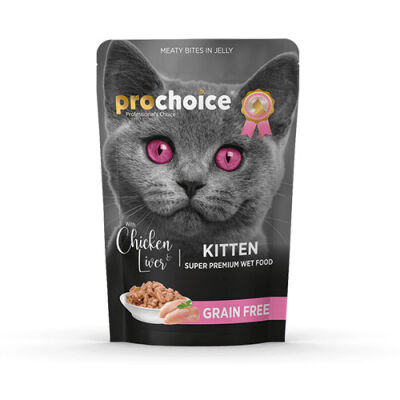 Pro Choice Pouch Tavuklu ve Ciğerli Tahılsız Yavru Kedi Konservesi 85 Gr - 1