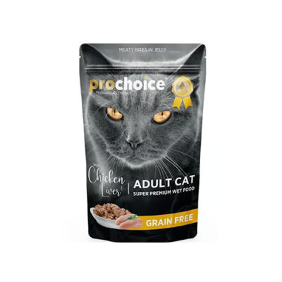 Pro Choice Pouch Tavuklu ve Ciğerli Tahılsız Yetişkin Kedi Konservesi 85 Gr - 1