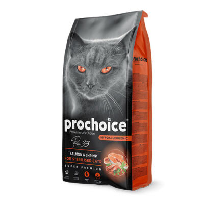 Pro Choice Pro 33 Adult Sterilised Salmonlu ve Karidesli Kısırlaştırılmış Kedi Maması 15 Kg - 1