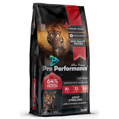 Pro Performance Kızlıcıklı Kuzulu Karidesli ve Somonlu Kısırlaştırılmış Kedi Maması 15 Kg - 1