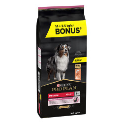 Pro Plan Medium Sensitive Sikin Adult Somonlu Orta Irk Yetişkin Köpek Maması 14+2,5 Kg Bonus Paket - 1