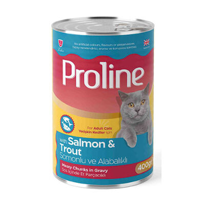 Proline Somonlu ve Alabalıklı Sos İçinde Gravy Yetişkin Kedi Konservesi 6 Adet 400 Gr - 1