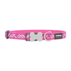 Reddingo Flanno Desenli Pembe Köpek Boyun Tasması Large 25 Mm 41-63 Cm - Reddingo