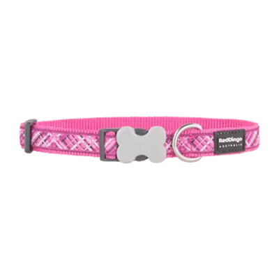 Reddingo Flanno Desenli Pembe Köpek Boyun Tasması Medium 20 Mm 31-47 Cm - 1