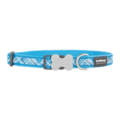 Reddingo Flanno Desenli Turkuaz Köpek Boyun Tasması Large 25 Mm 41-63 Cm - 1