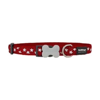 Reddingo Kırmızı Üzerine Beyaz Yıldızlı Köpek Boyun Tasması Medium 20 Mm 31-47 Cm - 1
