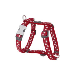Reddingo Kırmızı Üzerine Beyaz Yıldızlı Köpek Göğüs Tasması Small 15 Mm - Reddingo
