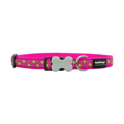 Reddingo Pembe Üzerine Lime Yıldızlı Köpek Boyun Tasması Medium 20 Mm 31-47 Cm - 1