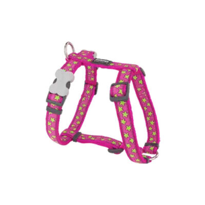Reddingo Pembe Üzerine Lime Yıldızlı Köpek Göğüs Tasması Large 25 Mm - 1