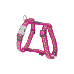 Reddingo Pembe Üzerine Lime Yıldızlı Köpek Göğüs Tasması Medium 20 Mm - Reddingo