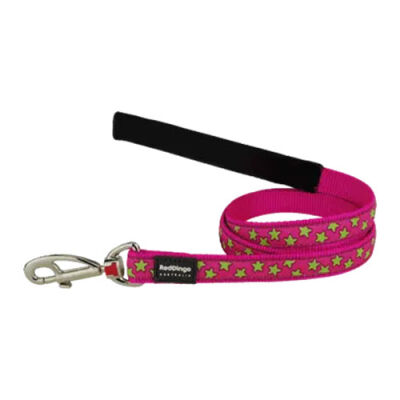 Reddingo Pembe Üzerine Lime Yıldızlı Köpek Uzatma Tasması Medium 20 Mm 1,2 Mt - 1