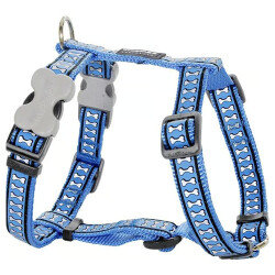 Reddingo Reflektörlü Kemik Desenli Mavi Köpek Göğüs Tasması Medium 20 Mm - Reddingo