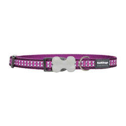 Reddingo Reflektörlü Kemik Desenli Mor Köpek Boyun Tasması Medium 20 Mm 31-47 Cm - Reddingo