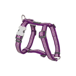 Reddingo Reflektörlü Kemik Desenli Mor Köpek Göğüs Tasması Large 25 Mm - Reddingo