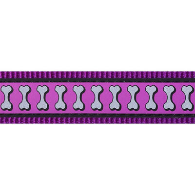 Reddingo Reflektörlü Kemik Desenli Mor Köpek Uzatma Tasması Small 15 Mm 1,2 Mt - 2