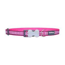 Reddingo Reflektörlü Kemik Desenli Pembe Köpek Boyun Tasması Medium 20 Mm 31-47 Cm - Reddingo