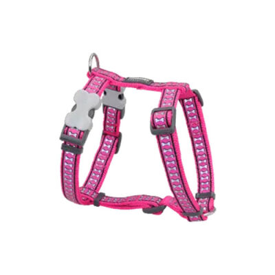 Reddingo Reflektörlü Kemik Desenli Pembe Köpek Göğüs Tasması Medium 20 Mm - 1