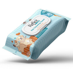 Reflex Care Alaçatı Ice Kokulu Kedi ve Köpekler için Çok Amaçlı Hijyenik Temizleme Mendili 50'li - Reflex Care
