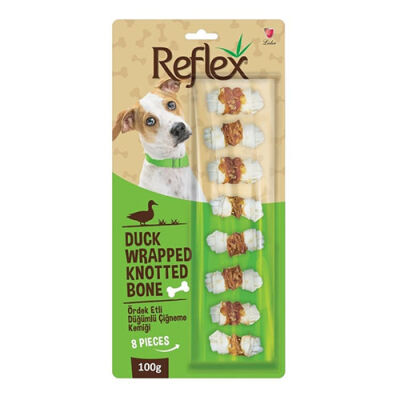Reflex Ördek Eti Sargılı Düğümlü Köpek Çiğneme Kemiği 8'li 100 Gr - 1
