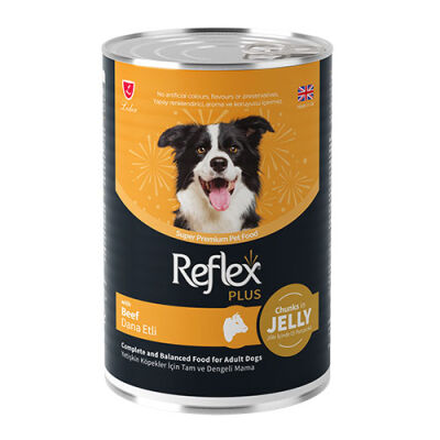 Reflex Plus Jöle İçinde Et Parçacıklı Dana Etli Yetişkin Köpek Konservesi 400 Gr - 1