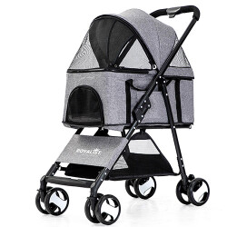 Royalist DTC-802 Katlanabilir Kedi Köpek Arabası Gri 65x42x94 Cm - Royalist