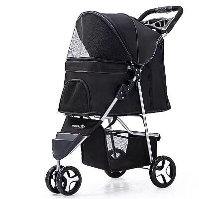 Royalist DTC-803 3 Tekerlekli Kedi Köpek Arabası Siyah 77x43x94 Cm - 1