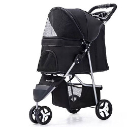 Royalist DTC-803 3 Tekerlekli Kedi Köpek Arabası Siyah 77x43x94 Cm - Royalist
