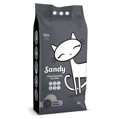 Sandy Aktif Karbonlu Ekstra Topaklanan Gri Sodyum Bentonit Kedi Kumu 10 kg - 1