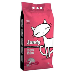 Sandy Bebek Pudrası Kokulu Tozsuz Ekstra Topaklanan Gri Sodyum Bentonit Kedi Kumu 10 kg - Sandy