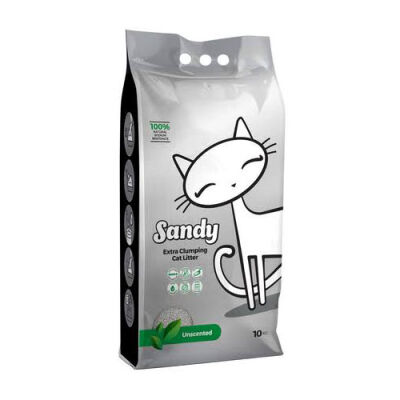 Sandy Parfümsüz Tozsuz Ekstra Topaklanan Gri Sodyum Bentonit Kedi Kumu 10 kg - 1