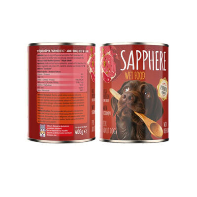 Sapphere Kırmızı Etli Yetişkin Köpek Konservesi 12 Adet 400 Gr - 3