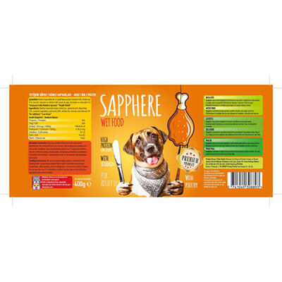 Sapphere Kümes Hayvanlı Yetişkin Köpek Konservesi 12 Adet 400 Gr - 3