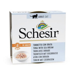 Schesir Sos İçinde Ton Balıklı ve Çipuralı Tahılsız Yetişkin Kedi Konservesi 70 Gr - Schesir