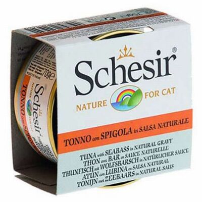 Schesir Ton Balıklı ve Levrekli Soslu Yetişkin Kedi Konservesi 6 Adet 70 Gr - 1