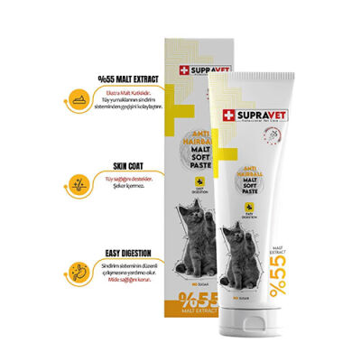 Supravet Anti Hairball Tüy Yumağı Önleyici Kedi Malt Macunu 30 Gr - 1