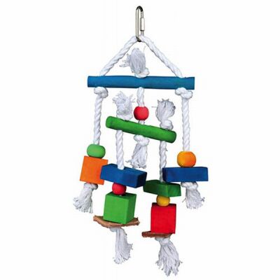 Trixie Ahşap İpli ve Derili Kuş Oyuncağı 24 Cm - 1
