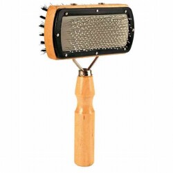 Trixie Ahşap Saplı İki Taraflı Köpek Fırçası 10x18 Cm - Trixie