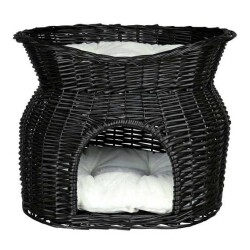 Trixie İki Katlı Peluş Hasır Kedi Yatağı 54x43x37 Cm Siyah - Trixie